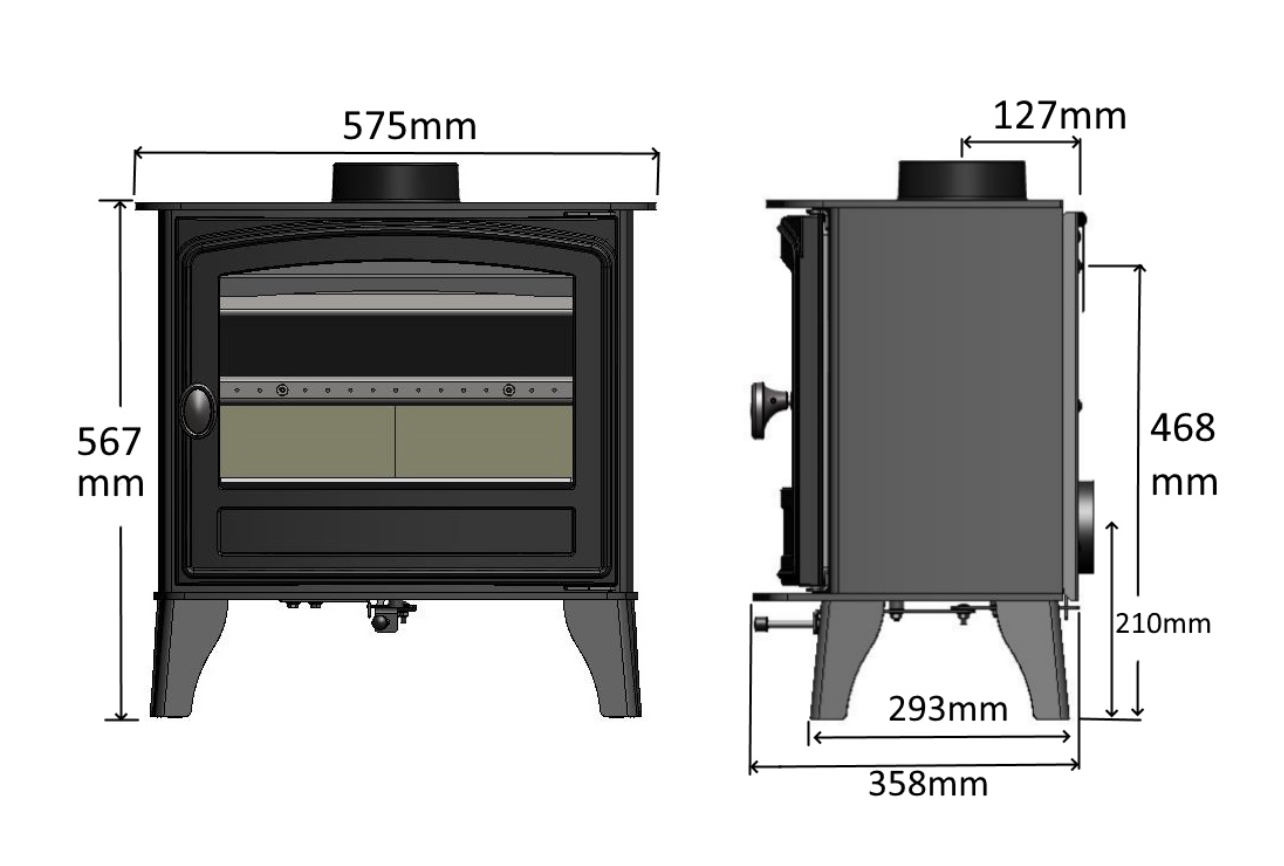 Hunter Herald 5 Slimline Eco Stove Dimensions