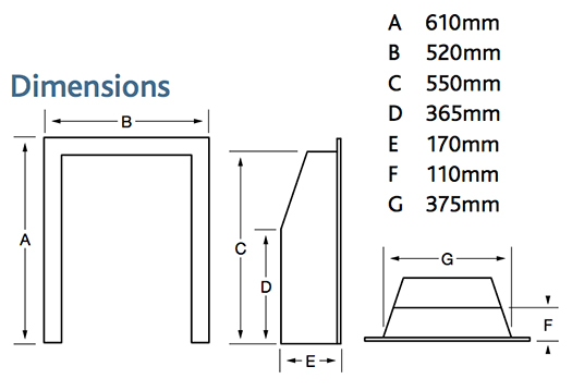 Kinder Black Magic Gas Fire Sizes