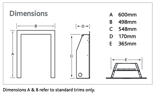 Kinder Kalahari Plus High Efficiency Gas Fire Sizes