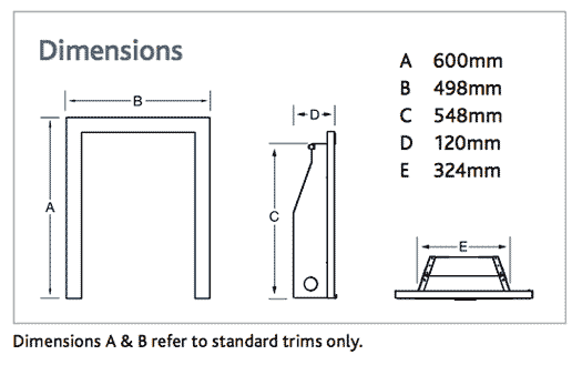 Kinder Nevada Plus High Efficiency Gas Fire Sizes