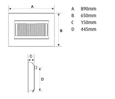 Flavel Kamina HE High Efficiency Hang-on-the-Wall Gas Fire Sizes