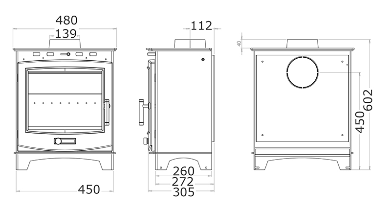 Kirkham Eco Max Multi-Fuel Stove Sizes