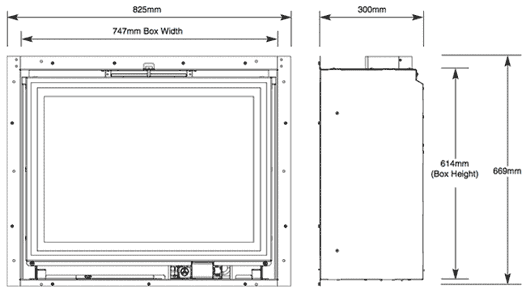 Legend Ethos 750 Portrait Gas Fire Sizes