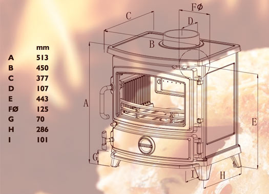 Newman Stoven Mayfair SE Wood Burning Stove Sizes