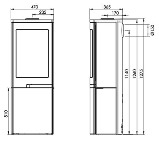 Nordpeis Duo 4 Woodburning Stove Sizes