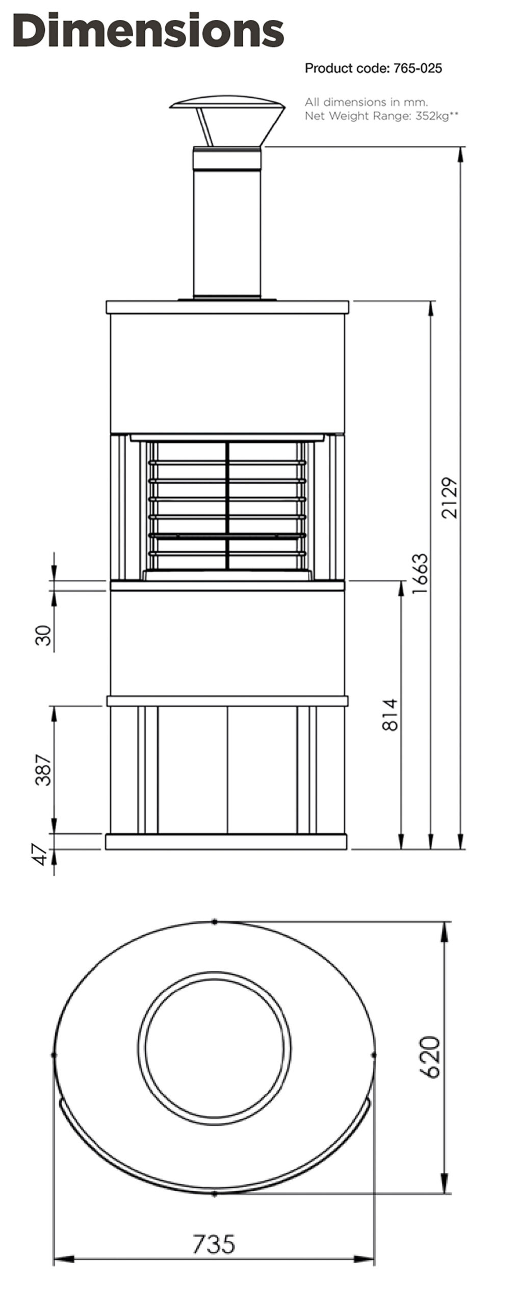 Nordpeis Roma Outdoor BBQ Sizes