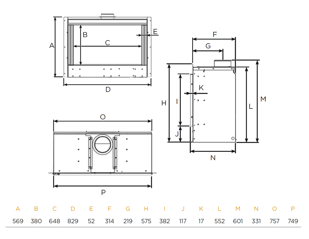 Onyx Avanti 65 Gas Fire Sizes