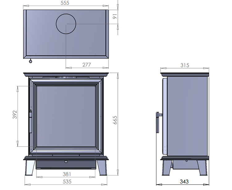Panache 56SD Gas Stove Dimensions