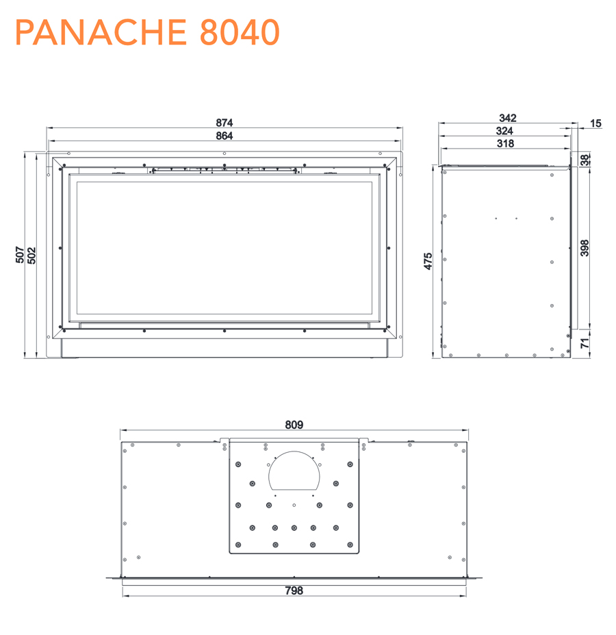 Panache 8040 Gas Fire Sizes