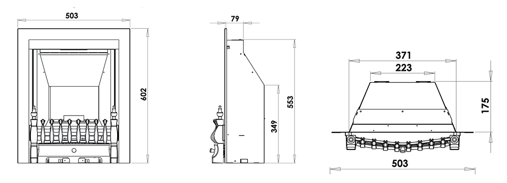 Paragon 2000 Plus Gas Fire Dimensions