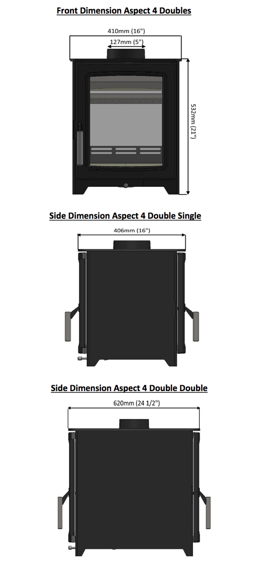 Parkray Aspect 4 Double Sided Sizes