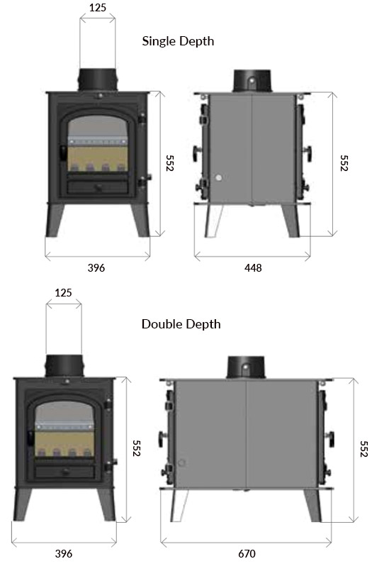 Parkray Consort 4 Double Sided Sizes