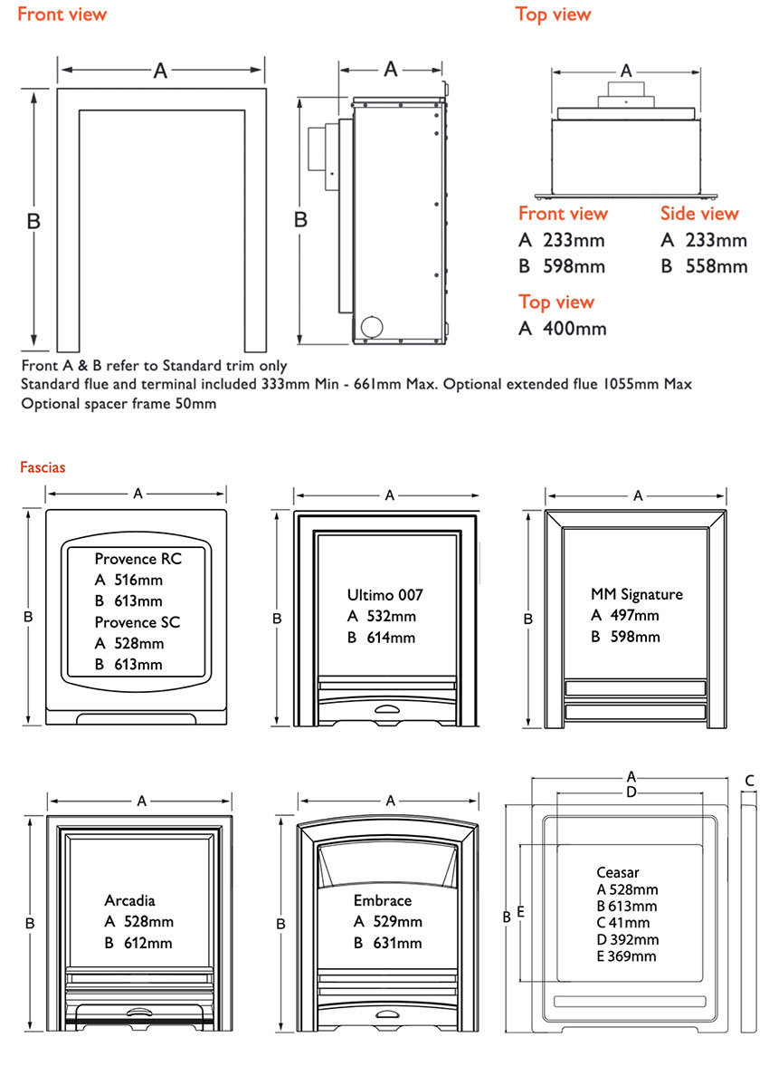 Passion HE Balanced Flue Sizes
