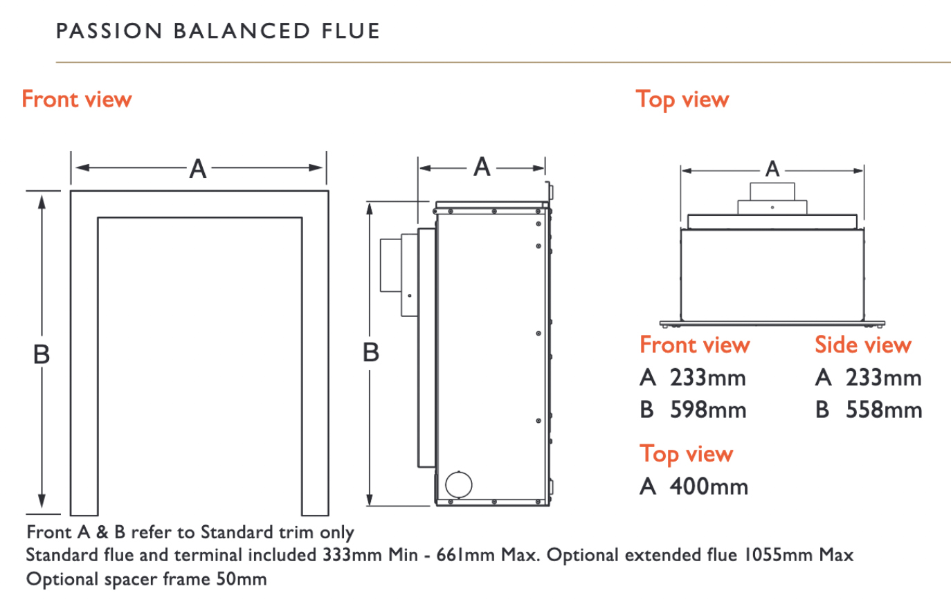 Passion HE Balanced Flue Sizes