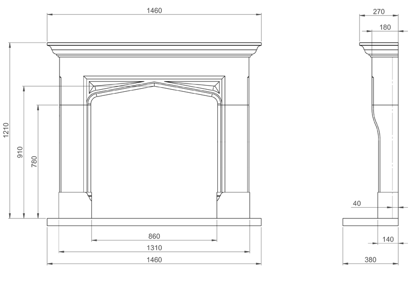 Beaufort Iberian Limestone Fireplace SIzes