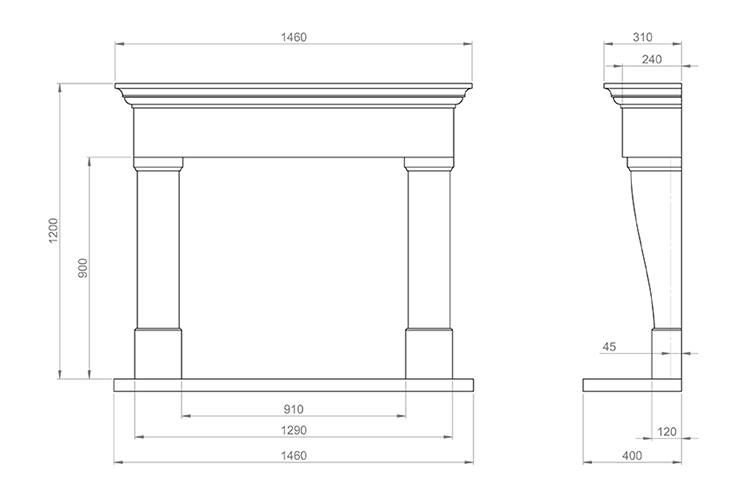 Tavira Limestone Fireplace Sizes