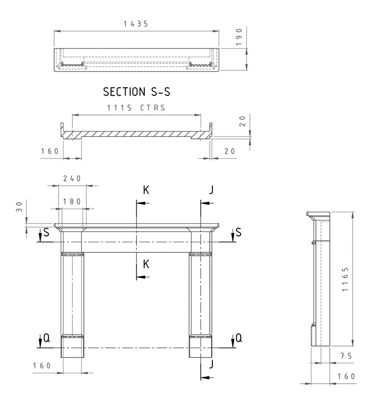 Velletri Clara Pura Marble Fireplace Dimensions
