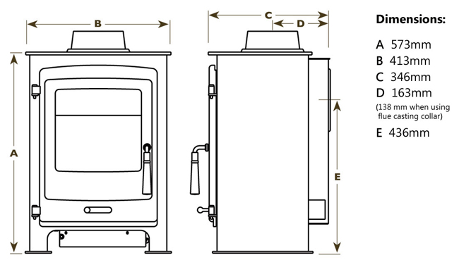 Portway 1  Gas Stove Dimensions