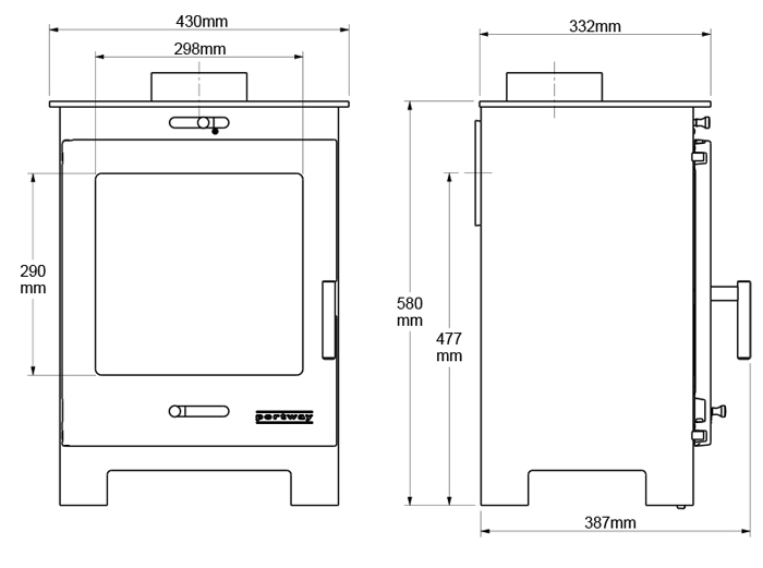 Portway Arundel Stove Sizes