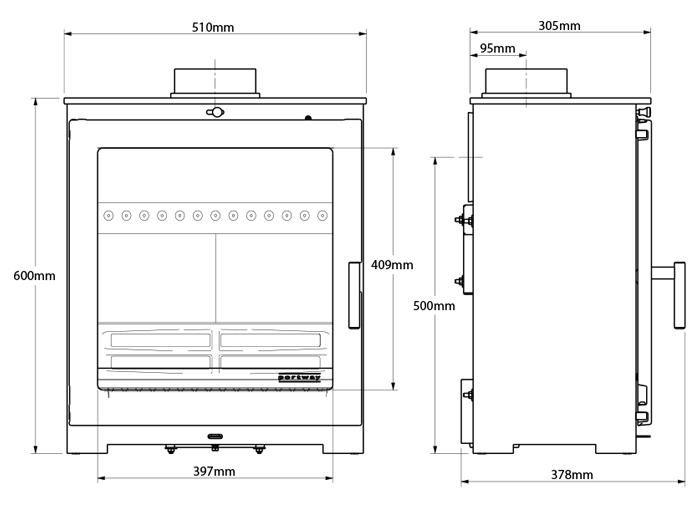 Portway Arundel XL Stove Sizes