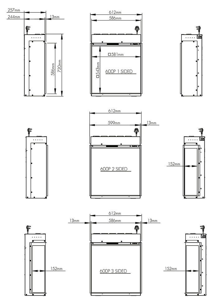 Pryzm Arteon 600 3SP Dimensions