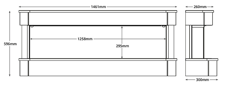 Juliette 1250 Fireplace Suite Sizes