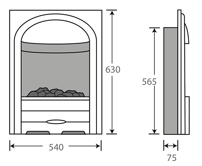 Courts Juliet Electric Fire Dimensions