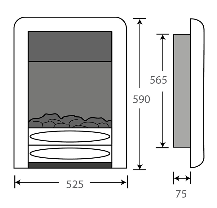 Pureglow Carmen Inset Electric Fire Dimensions