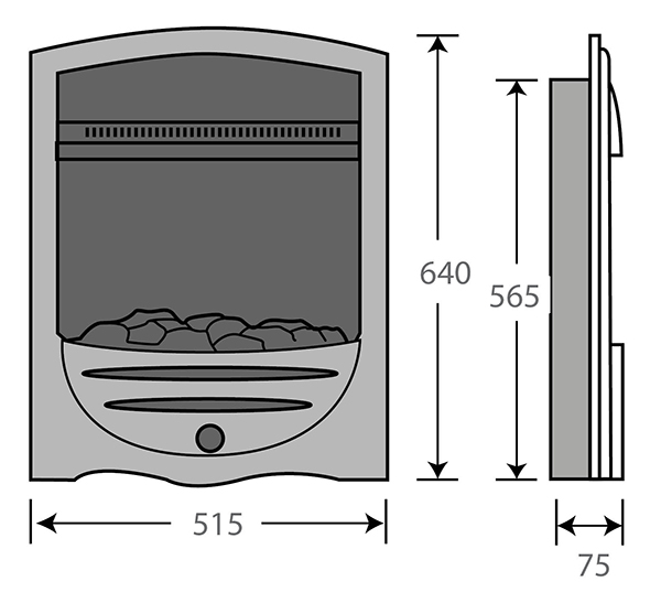 Pureglow Freya Electric Fire Sizes