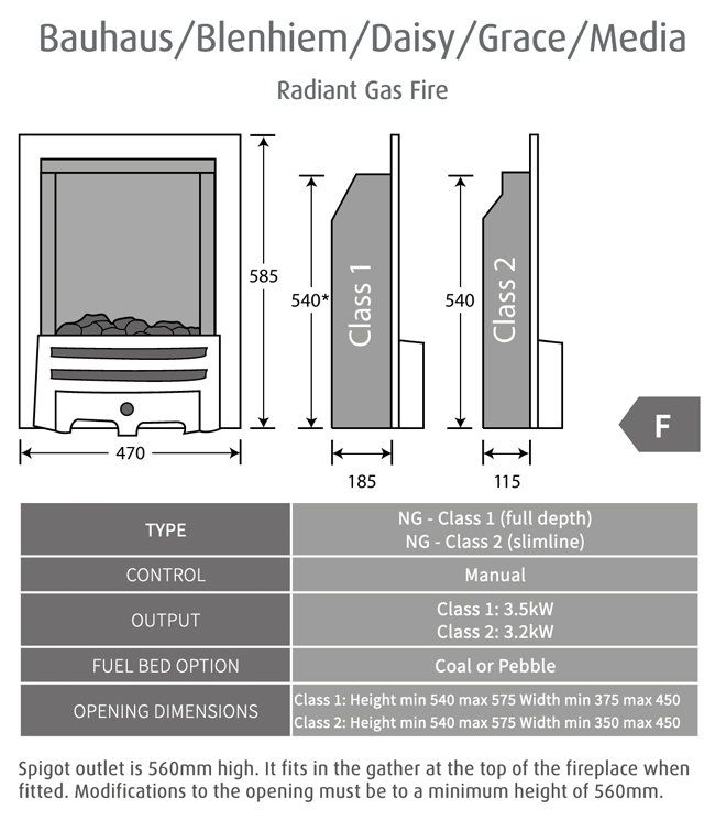 Courts Pureglow Blenheim Inset Gas Fire Dimensions