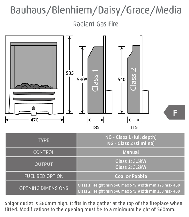 Courts Pureglow Grace Inset Gas Fire Dimensions