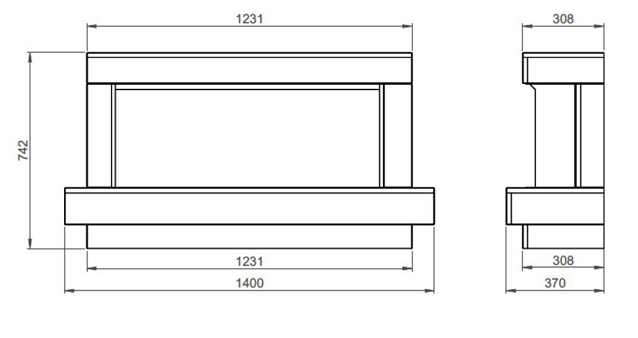 Pureglow Seaton Electric Fireplace Suite Sizes