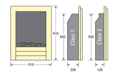 Pureglow Sienna Gas Fire Sizes