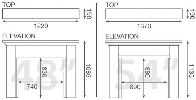 PureGlow Whitton Fireplace SIzes