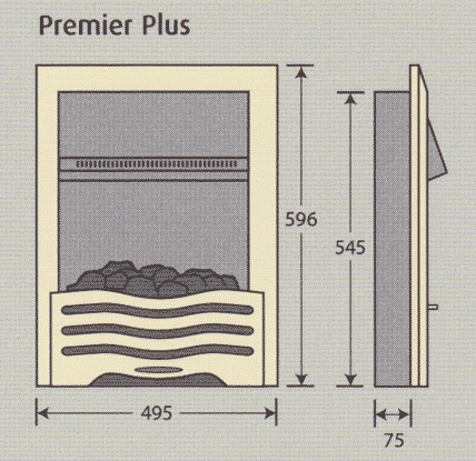 Pureglow Grace Electric Fire Sizes