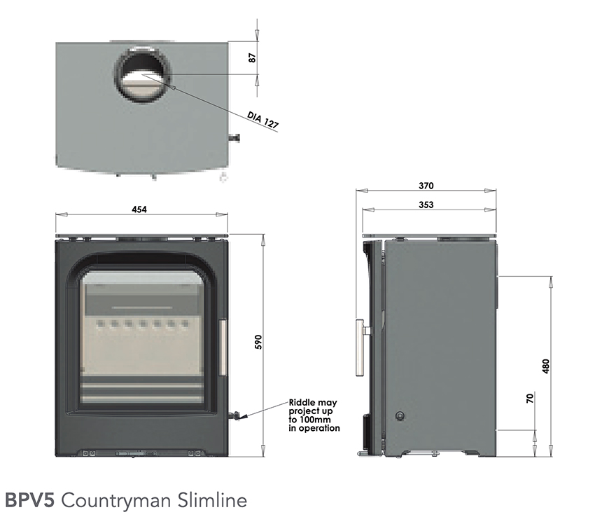 Purevision BPV5 Countryman Slimline Stove Sizes