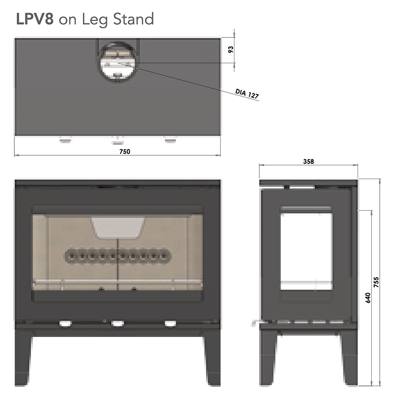 Purevision LPV8 Leg Stand Sizes