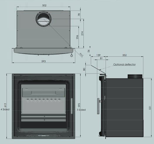 Purevision HD PV5iW Wide Multi-Fuel Inset Stove Sizes