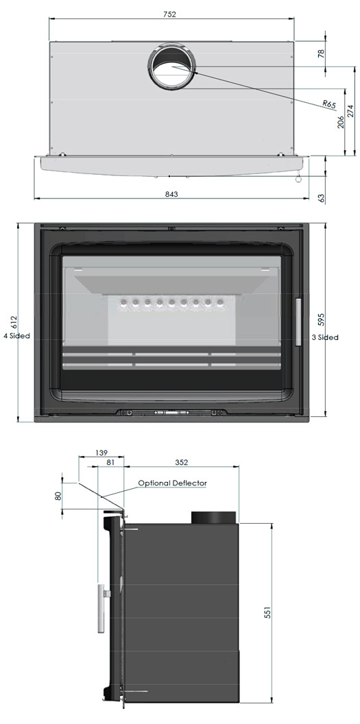 Purevision HD PV85i Inset Stove Sizes