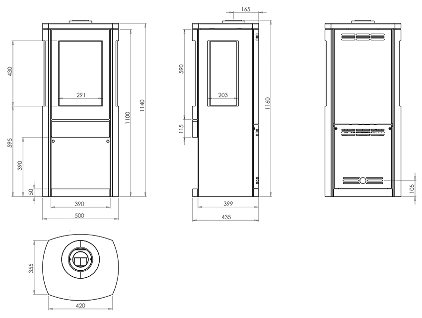 Qudos Athena Gas Stove Dimensions