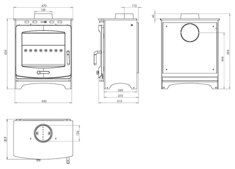 Qudos Vienna Multifuel Stove Sizes