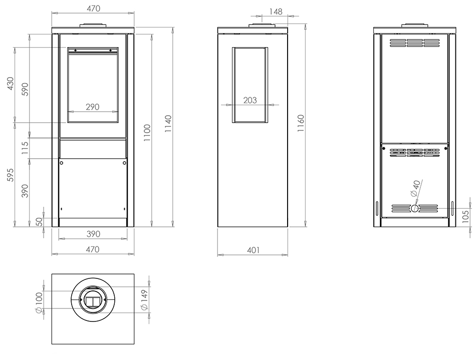 Xenos Gas Stove Dimensions - Qudos Stoves