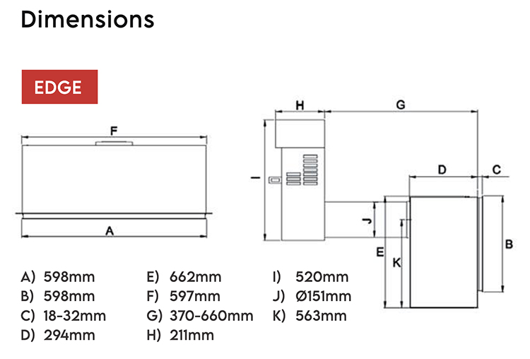 Ravel 600BF Balanced Flue Sizes