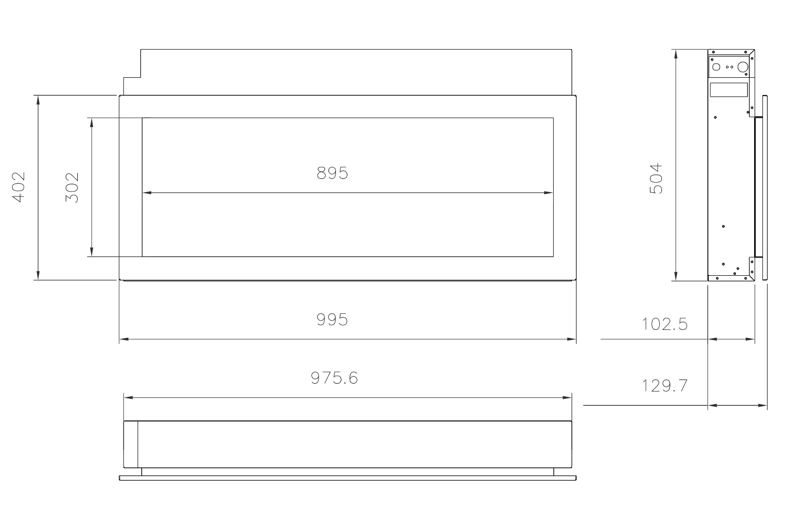 Rayburn Stratus 100-30 Electric Fire Sizes