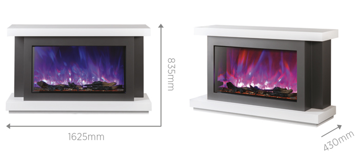 Rayburn 125 Extra Tall Stratus Fire in Fireplace Suite Sizes