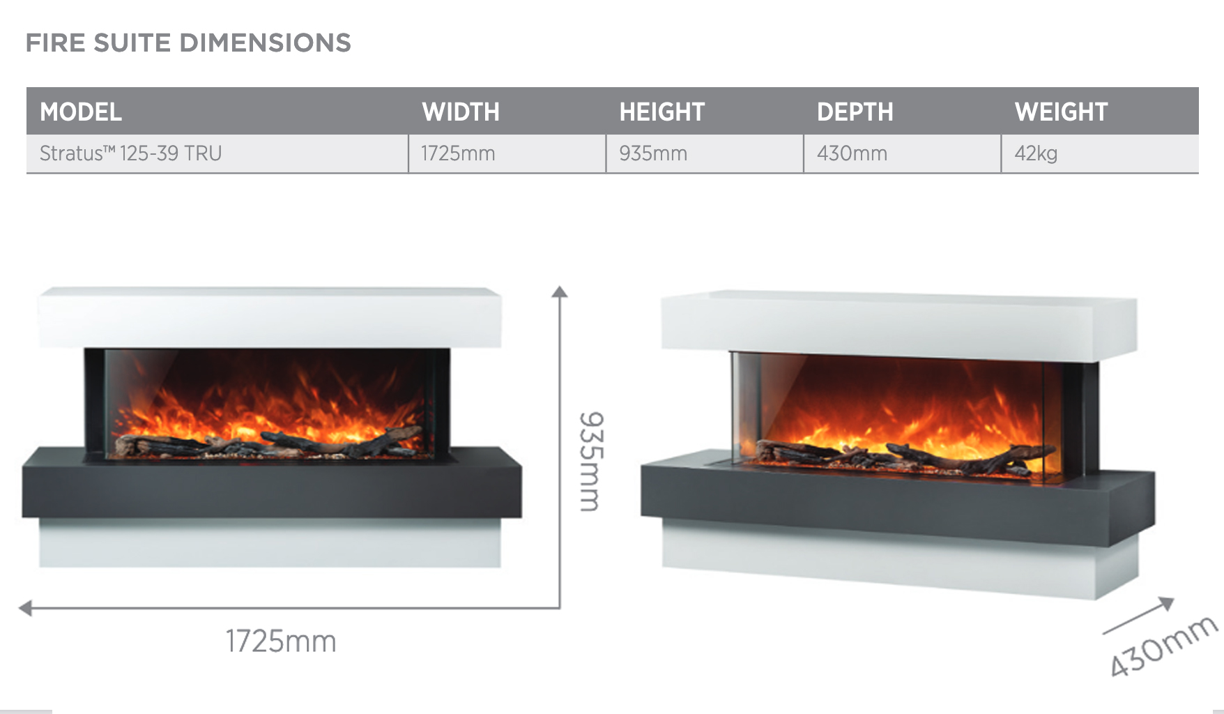 Stratus 125 Tru View Suite SIzes