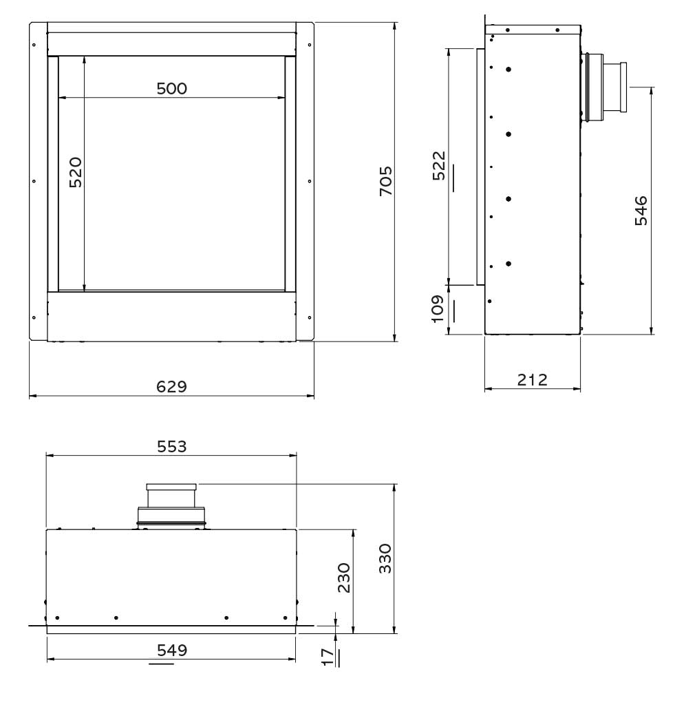 Gazco Riva2 500HL Esprit Sizes