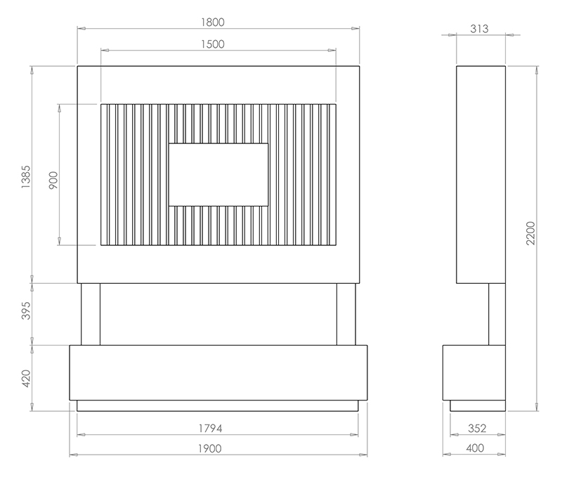 Solus VS150 Media Wall Dimensions
