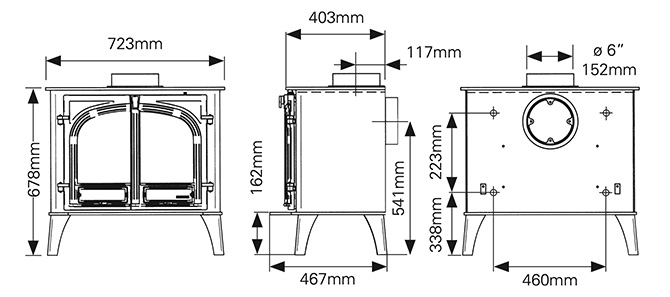 Stovax Stockton 11 Wood Stove Sizes