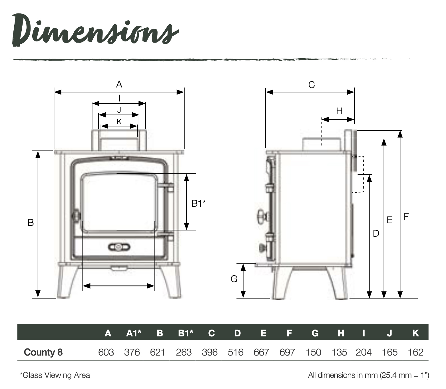 Stovax Stockton 8 Stove Sizes